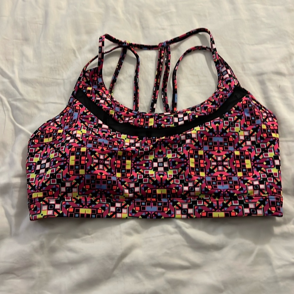 Victoria's Secret Sport Women's Sports Bra Multi-Color Printed Strappy Back L